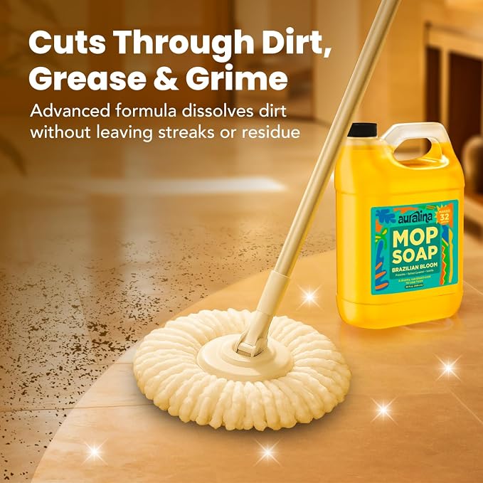 Mop Soap - Brazilian Waves Concentrated Floor Cleaner | Highly scented, concentrated formula. No residue, pet safe. Ideal for hardwood, tile & laminate. 32oz makes 50+ mop fills.