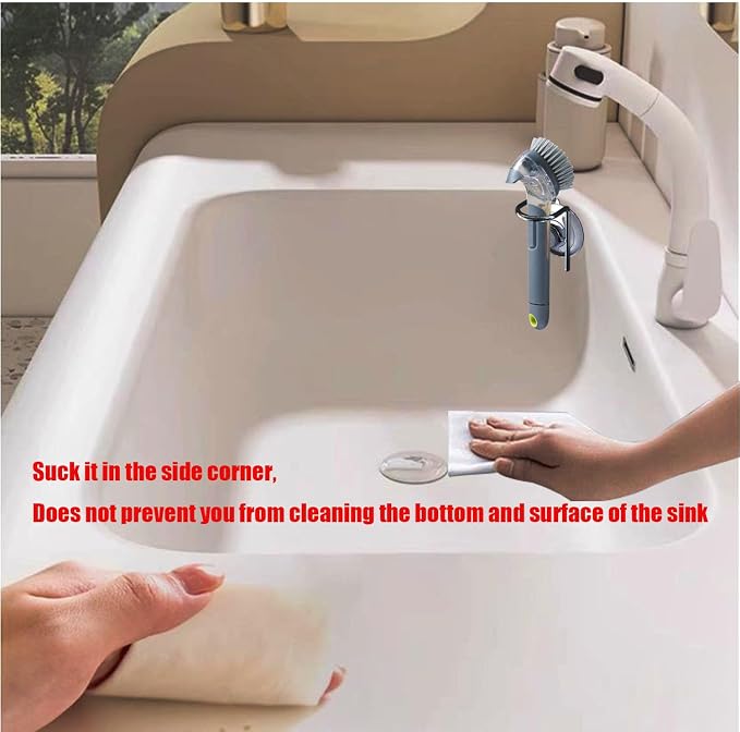 Soap Dispensing Palm Brush Holder for Kitchen Brush Dish Brush with Soap Dispenser Pot with a Traceless Suction Cup (Closed Brush Holder)