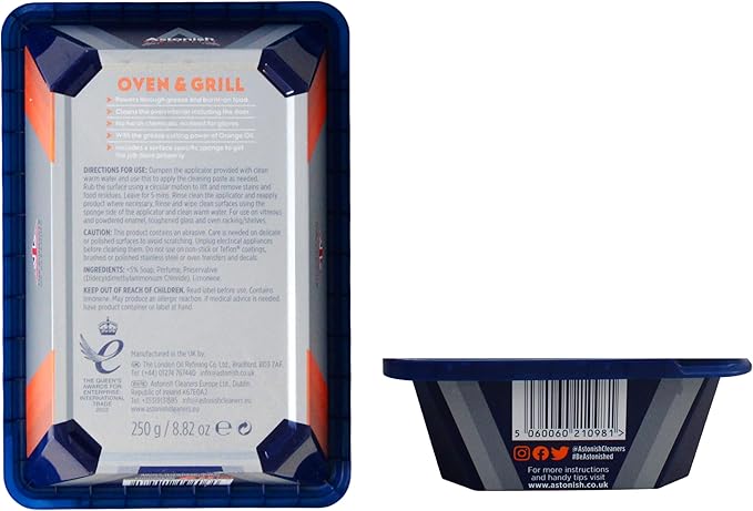 Astonish Specialist Oven & Grill Cleaner & Sponge, 250g – Powerful Degreasing Paste with Orange Oil, Restores Shine Without Harsh Chemicals – For Ovens, Grills, Racks & Toughened Glass
