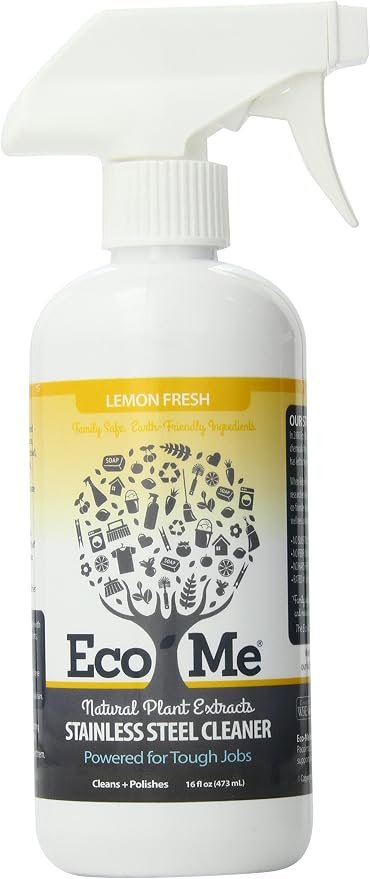 EcoMe Stainless Steel Polish, Multi-Surface Cleaner, Lemon Fresh, 16 oz