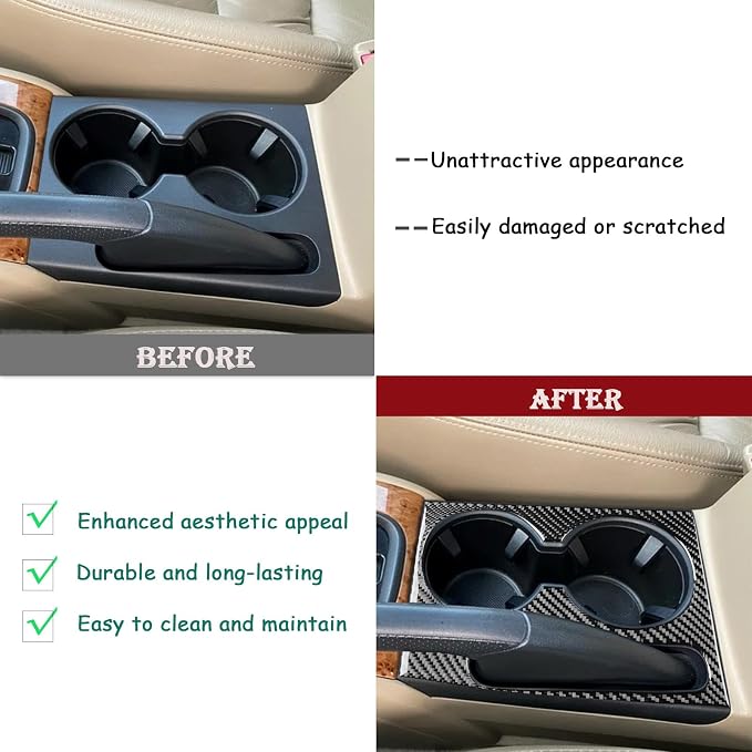 Real Carbon Fiber Trim for Honda Accord Accessories | for 2003 2004 2005 2006 2007，Cup Holder Center Control Panel Cover，Thick Overlay Sticker Decal