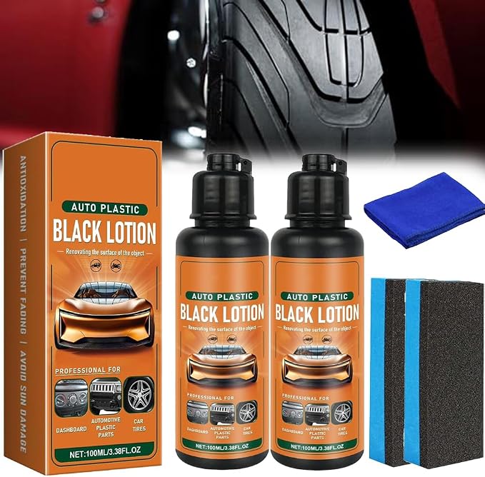 1/2/3PCS Auto Plastic Black Lotion, Auto Plastic Restorer Kit, Car Plastics Restorer Black, Black Lotion for Car Interior, Can Restore the Luster of Faded Plastics and Rubbers (2PCS)
