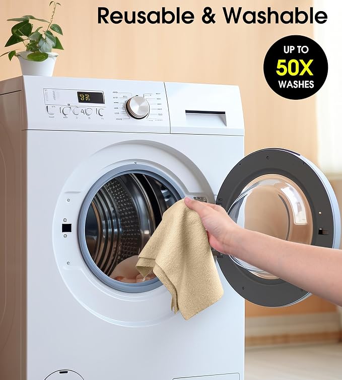 KitchLife Microfiber Cleaning Cloth Roll - Tear-Away Reusable Microfiber Paper Towels, Lint-Free, Washable, 20 Sheets for Kitchen, Car, Dishes, and Sensitive Surfaces (Wheat)