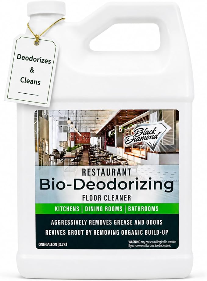 Restaurant Bio-Deodorizing Floor Cleaner - Heavy Duty Commercial Concentrated Enzyme Degreaser and Odor Eliminator for Mopping Tile, Laminate, Hardwood & More