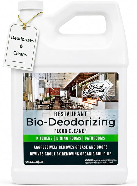 Restaurant Bio-Deodorizing Floor Cleaner - Heavy Duty Commercial Concentrated Enzyme Degreaser and Odor Eliminator for Mopping Tile, Laminate, Hardwood & More