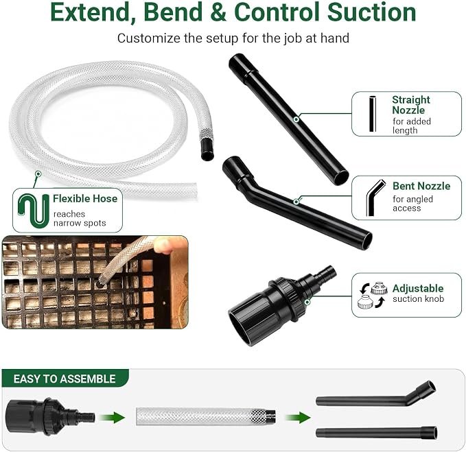 EZ SPARES 1-1/4" Micro Crevice Kit, Keyboard Car Vent Tools with Bag | Boosts suction in tight gaps and corners. Great for wood dust, pet hair, keyboard, car vents. Storage pouch included.