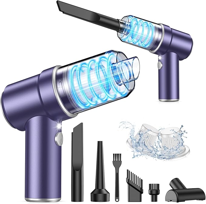 KMM Handheld Car Vacuum Cleaner, Hand Held Vacuum Cleaner & Air Duster | 9000PA Strong Suction, 120W High Power, Portable, Cordless, Rechargeable, Multi-Nozzles & LED Light, For Home, Car, Office