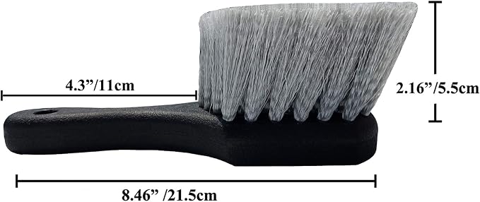 Wheel & Tire Brush for Car Rim, Soft Bristle Car Wash Brush, Cleans Tires & Releases Dirt and Road Grime, Short Handle for Easy Scrubbing Black | Car Tire Brush Cleans Tires & Releases Dirt and Road Grime, Short Handle Wheel Brush for Easy Scrubbing Black