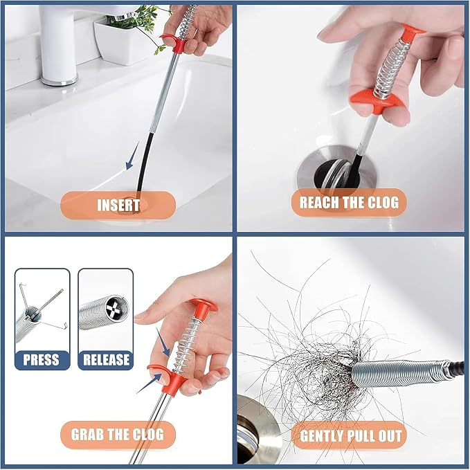 61 inch Drain Snake Flexible Grabber Claw – Toilet Snake Drain Claw for Clog Remover & Pick Up Small Items