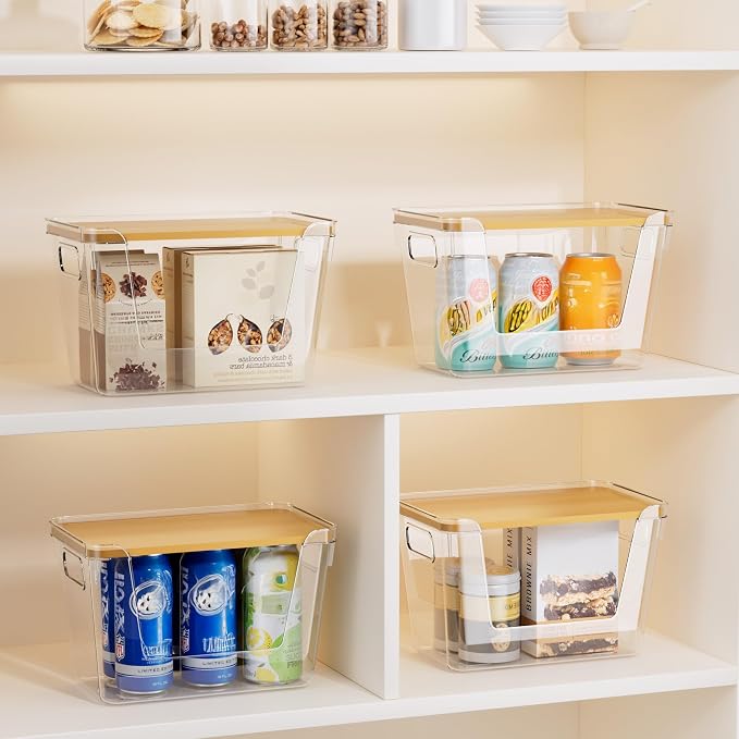 Delamu Acrylic Trash Bag Holder, 2 Pack Stackable Garbage Holder for 4-33 Gallon Bags, Clear Organizer Bins for Under Sink Organization, Pantry Storage, Cabinet, Kitchen, Laundry, Bathroom