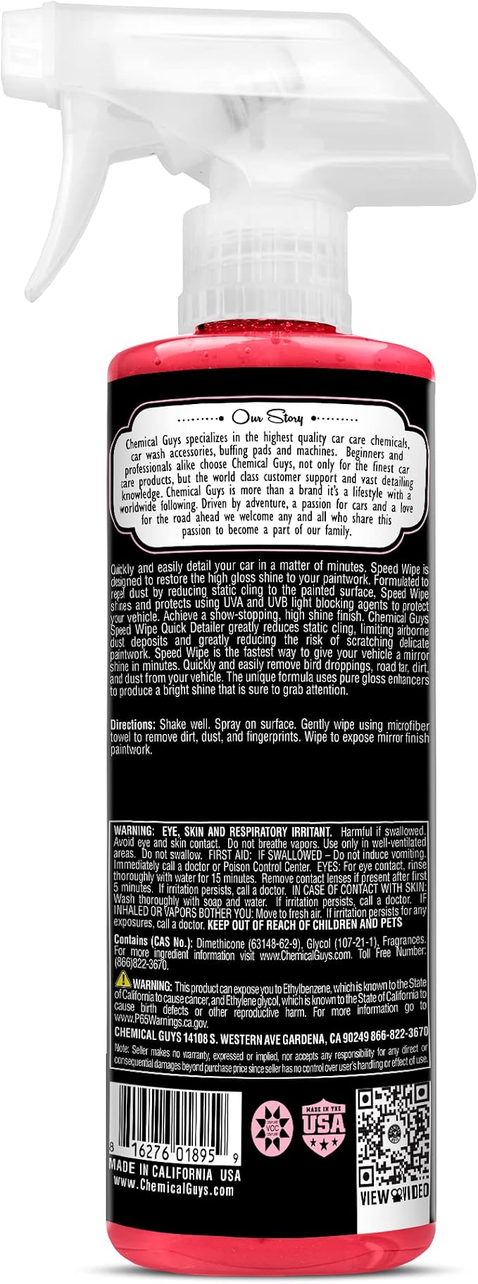 Chemical Guys WAC_202_1602 Speed Wipe Spray Gloss & Quick Detailer, Great for Cars, Trucks, SUVs, Motorcycles, RVs & More, Cherry Scent, 16 oz (2 Pack)