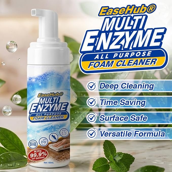 EaseHub Multi Enzyme Cleaner, Multi-Surface Foam Cleaner Spray for Kitchen, Upholstery, Carpet & Car Interior, 2 Fl Oz，1 pc