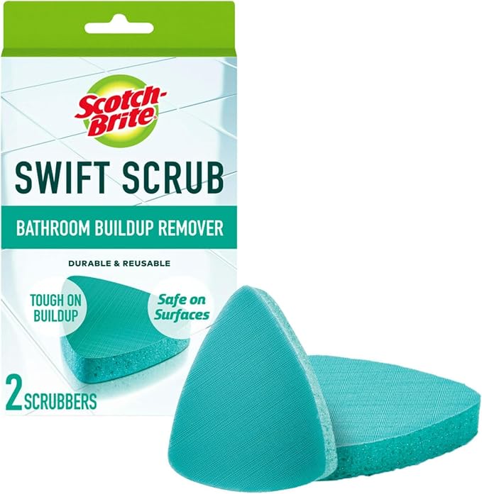 Scotch-Brite Swift Scrub Bath Cleaner Scrubbers, Soap Scum Remover for Cleaning Bathroom, Scrubber Pads Safe for Tile, 2 Bathroom Cleaner Scrubbers (Pack of 8)