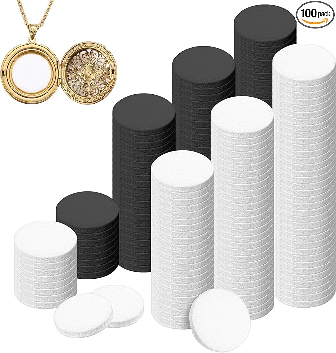 100 PCS Air Filter Scent Pads Unscented Essential Oil Pads 23 Mm Car Air Freshener Refill Felt Pad Universal Diffuser Refill Pad for Vent Clips, Home, Car Use