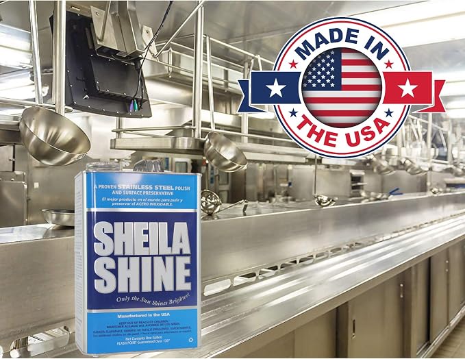 Sheila Shine Stainless Steel Cleaner for Appliances (4 x 1 Gallon) - Made in USA - Polishes, Cleans & Protects All Metal Surfaces Like Grills, Fridges, Countertops - Professional-Grade Liquid Formula