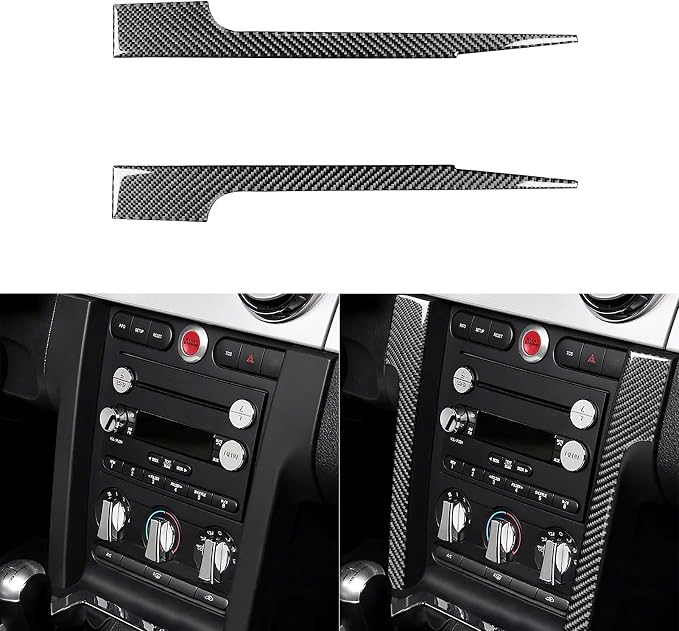 Real Carbon Fiber Trim for Ford Mustang GT Shelby Accessories | for 2005 2006 2007 2008 2009，Central Console Instrument Side Strips，Thick Overlay Sticker Decal