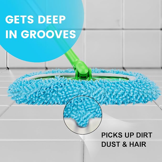 6Pcs Reusable Microfiber Mop Pads Compatible with Sweeper Mop, Replacement Wet Mopping pad Refills & Washable Dry Sweeping Cloths for Surface/Hardwood Floor Cleaning (Blue)