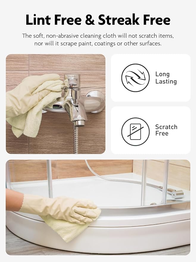 Fantasticlean Microfiber Cleaning Cloth Roll- 30 Sheets, 12" x 12" (Beige) | Super Absorbent, Lint-free, Tear-away Microfiber Towel Roll, for All-Purpose Cleaning, Reusable Alternative to Paper Towels