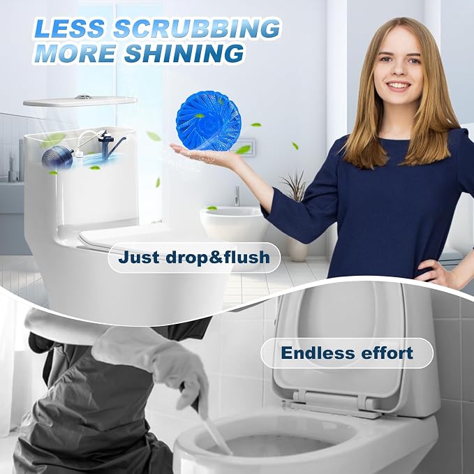 KIISIISO Automatic Toilet Bowl Cleaner Tablets Blue 30 Pack, Drop-In Tank Cleaner for Bathroom, Prevent Stains & Deodorize, Septic Safe, Long-Lasting Cleaning Tabs - Fresh Scent