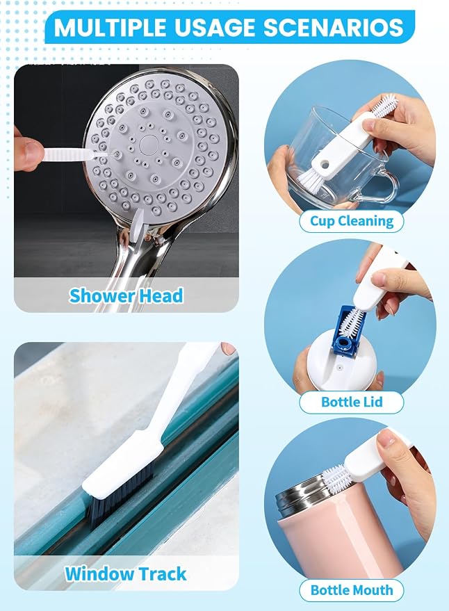 20Pcs Crevice Cleaning Brush Set, Hard Bristle Scrub Brushes for Gaps | Deep Cleaning Window Groove, Cleaning Brush for Sliding Door, Sill, Tile Lines, Shutter, Corner, Sink, Teapot, Bottle
