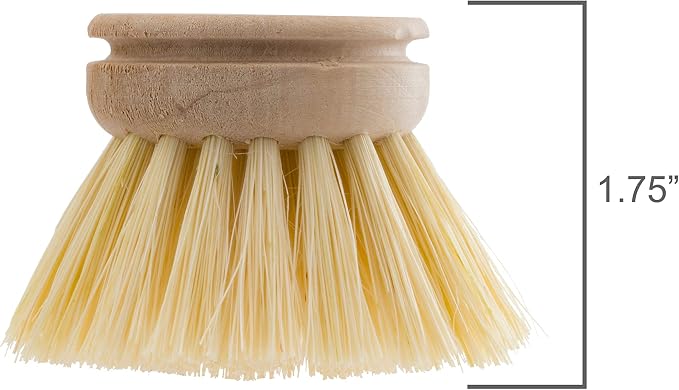 Redecker Dish Brush Replacement Heads, Tampico Fiber, 1-1/2 Inch Round, 2 Pack – Wooden Brush Refills for Everyday Dishwashing, Made in Germany