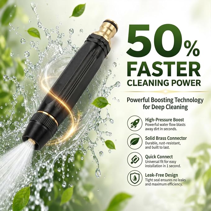 5-in-1 High Pressure Hose Nozzle,PowerJet High Pressure Water Gun,Garden Hose Pressure Booster,Home High Pressure Car Wash Water Gun, Heavy Duty for Car Wash, Garden Watering & Outdoor Cleaning