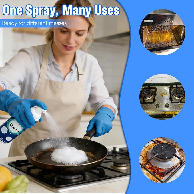 2Pack Foaming Heavy Oil Stain Remover,foaming wall cleaner,Rinse-Free Foam Cleaner Spray for Kitchen Grease, Multifunctional Surface Cleaner for Stovetops, Countertops, Range Hoods & Sinks