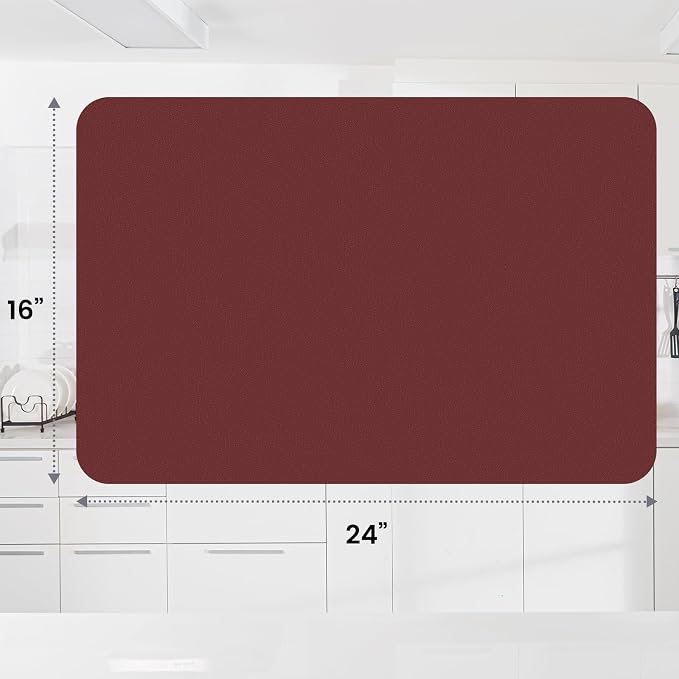 WISELIFE Dish Drying Mat Super Absorbent Drying Mat Large Dish Drying Mats for Kitchen Counter Easy Clean Dish Mat Kitchen Drying Mat16"x 24" Classic Red