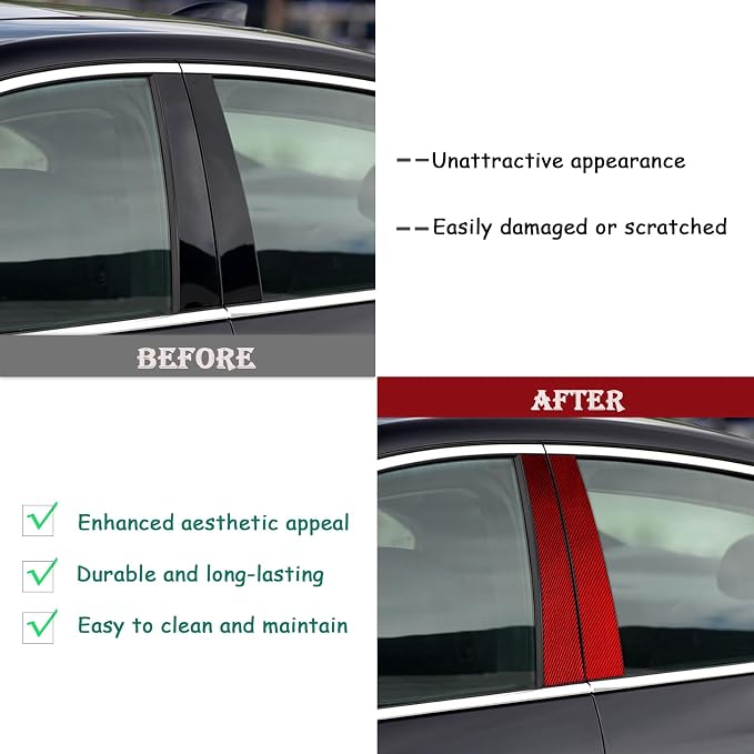Real Carbon Fiber Trim for Chevy Malibu 9th Gen Accessories | for 2016-2022 B-Pillar Grant Protection Sticker Interior Thick Overlay Decal