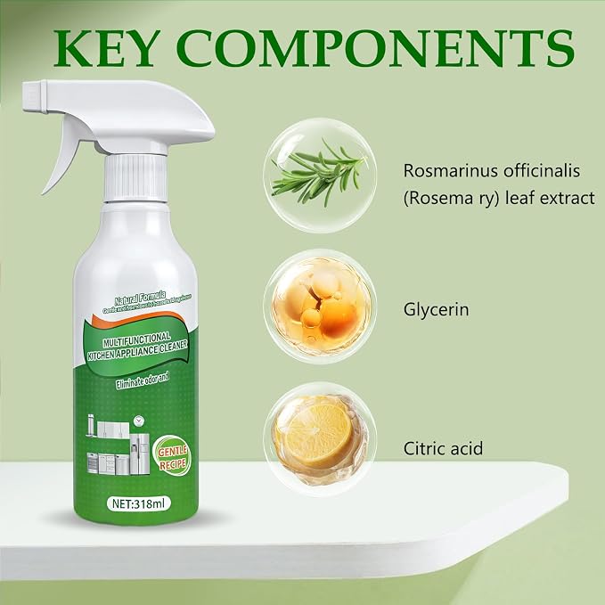 2Pcs Kitchen Cleaner Spray, Multi-Purpose Kitchen Cleaner, Heavy Duty Kitchen Oil Stains Spray for Kitchen, Household, Oven, Stove, Range Hood - 318ml