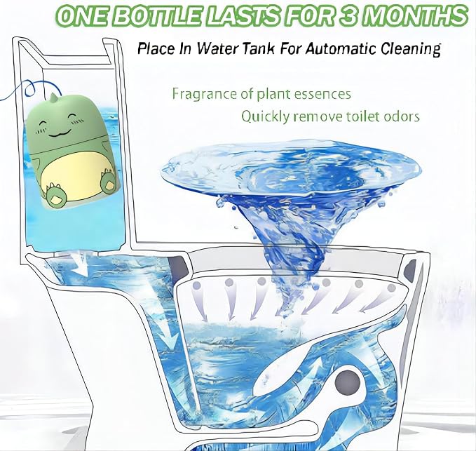 Toilet Bowl Cleaner Bottle Toilet Cleaner Cute Dinosaur Cleaning Odor Removal Stain Removal Makes Toilet Bowls Look New with Light Fresh Scent Decorative Household Bathroom Cleaning Supplies