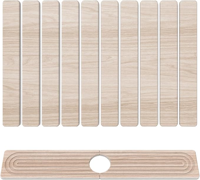 Stone Drying Mat for Kitchen Counter, 24"x16" Water Absorbing Dish Drying Mat with 24"x4" Faucet Mat for Kitchen Sink, Diatomaceous Earth Quick Dry Stone Mats for Dishes Bottles Cups (Wood Grain)