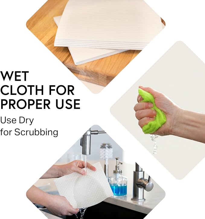 Swedish Wholesale Dishcloths Reusable 8" x 7" Sponge Cloths, Bulk 10 Pack of High Absorbent Cellulose Dish & Kitchen Cleaning Hand Towels, Wring to Dry & Machine Wash, Odor Resistant, Assorted Colors