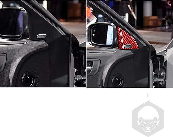 Door Speaker Trim Decals Fit for Dodge Charger/Chrysler 300 2011-2023 | Real Carbon Fiber | Accessories | Trim Door Speaker Surround Cover | Anti-scratch | Self-adhesive | Red