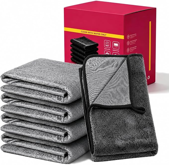 5PC Magic Cleaning Cloths, Reusable Microfiber Cleaning Cloth for Home, Kitchen, Car, Glass & Stainless Steel, Lint-Free & Streak-Free All-Purpose Washable Cleaning Towels