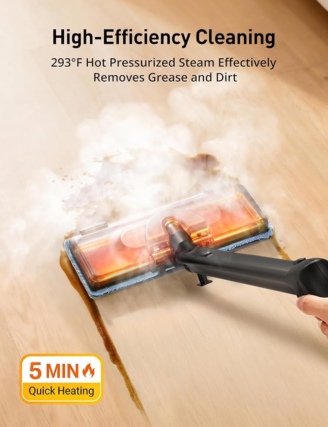 Steam Cleaner for Home, 293°F 5-Bar High Pressure Powerful Multipurpose Handheld Steam Mop, 21 Attachments, 50Oz Capacity, Heavy Duty Steamer for Floors, Cars, Tiles, Crack Cleaning, Turquoise