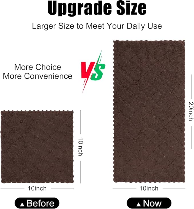 Homaxy 24 Pack Dish Towels for Kitchen (10 x 20 Inches, Brown), Super Soft and Absorbent Coral Velvet Dish Cloths for Washing Dishes, Nonstick Oil Fast Drying Microfiber Cleaning Cloth