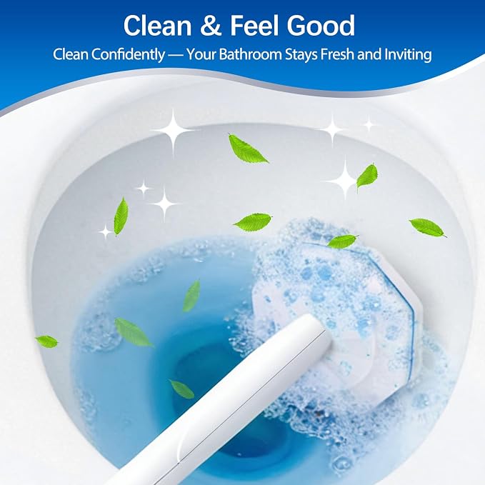 64 Count Disposable toilet brush head for Clorox Toilet Wand, Disposable Toilet Brush Heads, 5X Cleaning Power, Tear-Resistant, Fresh Scent