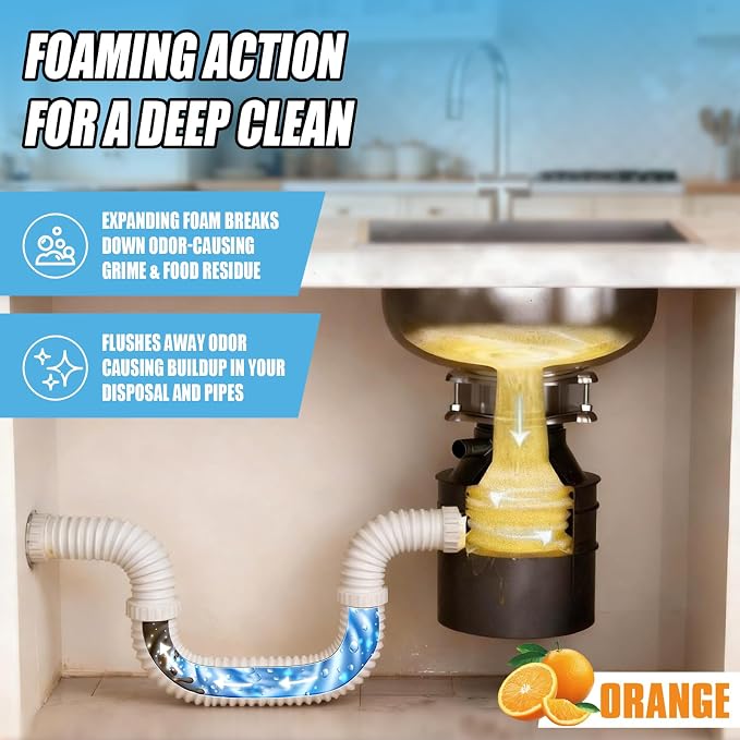 Garbage Disposal Cleaner Tablets, Deep Clean & Deodorizer Pods for Kitchen Sink Disposal, Help Remove Odor, Grease & Food Residue, Easy Monthly Maintenance