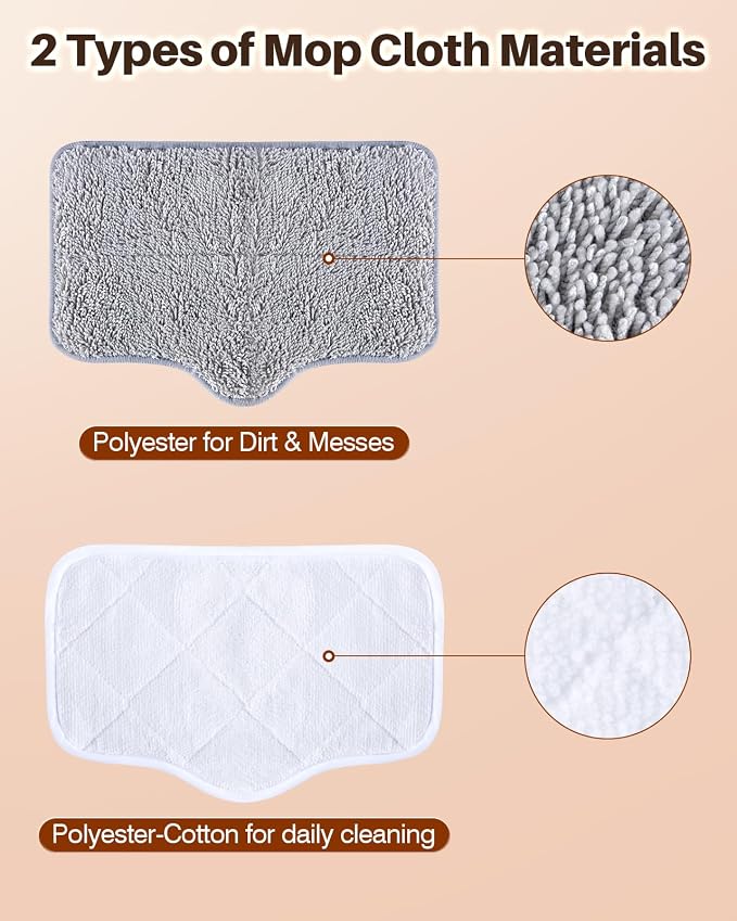 6 Pack Steam Mop Pads, Compatible with KS-7883/KS-7880 | Washable Reusable Microfiber Pads, 2 Material Types, Deep Cleaning for Hard Floors and Carpets