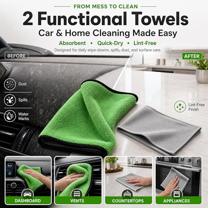 18PCS Car Detailing Kit Cleaning Gel Boar Hair Scratch Free Cleaner | Dual-use auto&home kit with cleaning gel,2-in-1 vent brush,crevice/glass brushes&storage bag,perfect gift for car enthusiasts