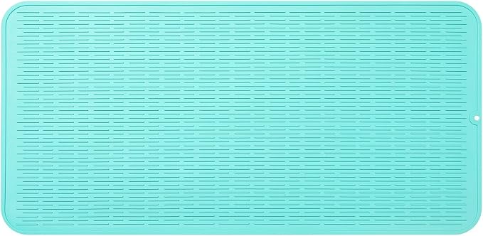 MicoYang Silicone Dish Drying Mat for Multiple Usage,Easy clean,Eco-friendly,Heat-resistant Silicone Mat for Kitchen Counter or Sink,Refrigerator or Drawer Liner Mint 5XL 36inches x 18inches