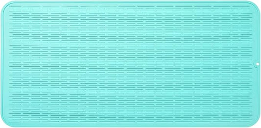 MicoYang Silicone Dish Drying Mat for Multiple Usage,Easy clean,Eco-friendly,Heat-resistant Silicone Mat for Kitchen Counter or Sink,Refrigerator or Drawer Liner Mint 5XL 36inches x 18inches