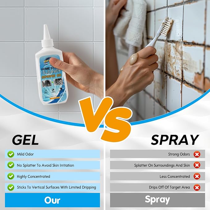 Mold Stain Remover Gel, Washing Machine Cleaner for Front Loader Washer Gasket Rubber Seal Home Stain Removal Gel for Grout, Caulk, Shower, Bathroom, Refrigerator, Bathtub Cleaning Solution 5 Fl Oz