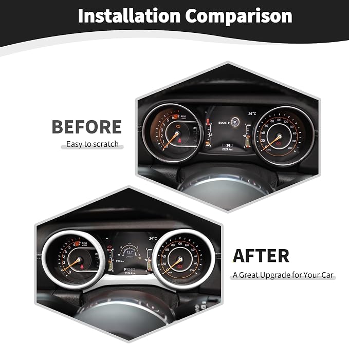 RT-TCZ for Jeep JL Dashboard Instrument Panel Gauges Trim Ring Cover for Jeep Wrangler JL JLU Gladiator JT 2018-2023 White Interior Accessories 3pcs