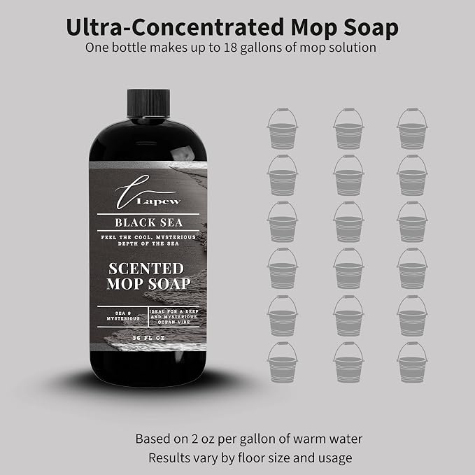 Lapew Black Sea Scented Mop Soap - Luxury Floor Cleaner Concentrate for Mopping Tile, Laminate, Vinyl & Hardwood | Streak-Free, Low-Foam | 36 oz
