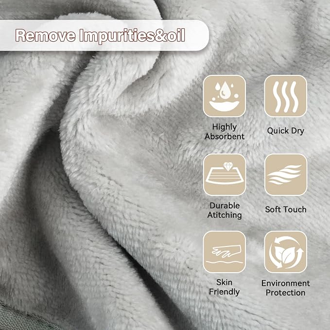 Nugilla Makeup Remover Cloths, 8 Packs Makeup Remover Towels Reusable Face Wash Cloth, Soft Microfiber Face Cloth for Women(Neutrals)