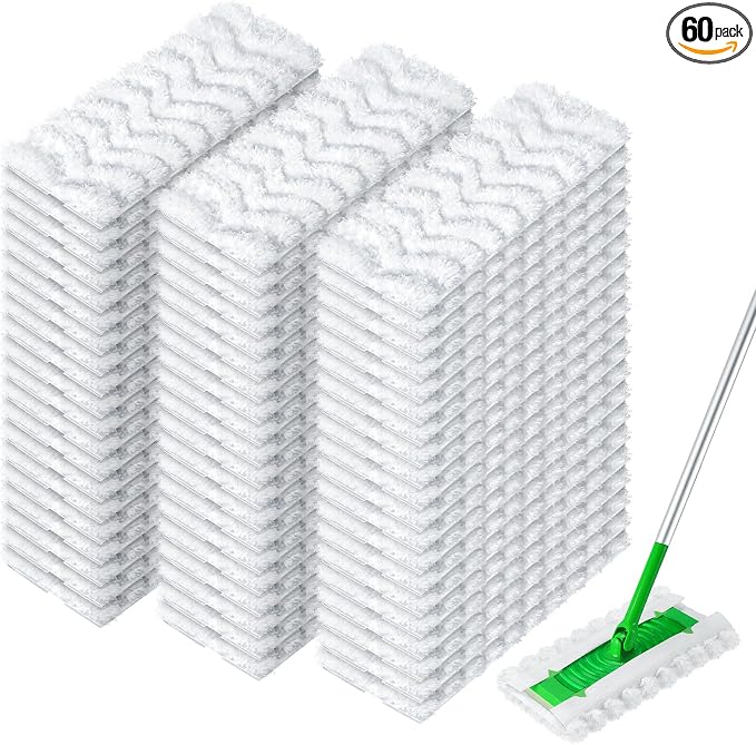 AIR U+ Heavy Duty Dry Sweeping Cloths 60ct Refills for Swiffer Thick | Fluffy microfiber disposable mop pads, hardwood tile vinyl floor, traps dust pet hair, deep groove cleaning Unscented