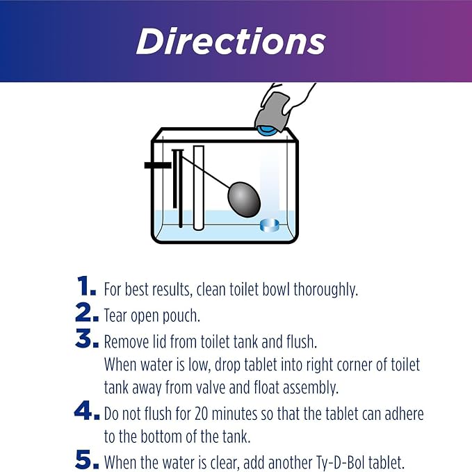 Ty-D-Bol Bleach-Free Toilet Bowl Cleaner Tablets, Lavender & Blue, 10 Pack | 1.4 oz, Fights Hard Water Stains, Fights Mineral Buildup, Fights Limescale, Variety Pack of 10 tablets