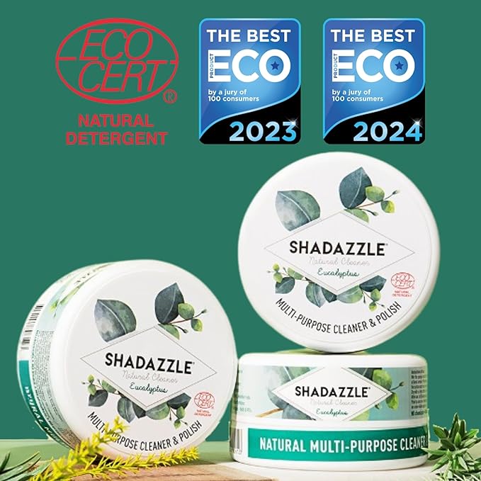 Shadazzle Natural All Purpose Cleaner and Polish, 2 Pack Eucalyptus Scent | Clean & Polish Surfaces, All Natural Ingredients, Easy to Rinse, For Kitchen, Bathroom, Tiles, Glass, Sink, Stainless Steel